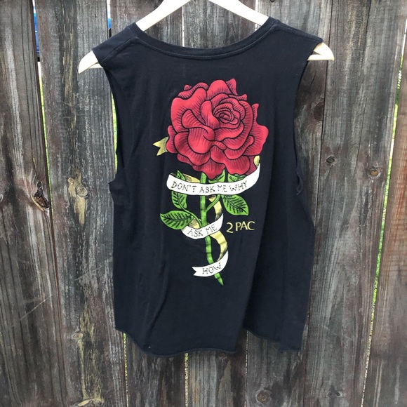 2 Pac Tops - 2PAC - Tupac - Black Sleeveless Shirt - Large